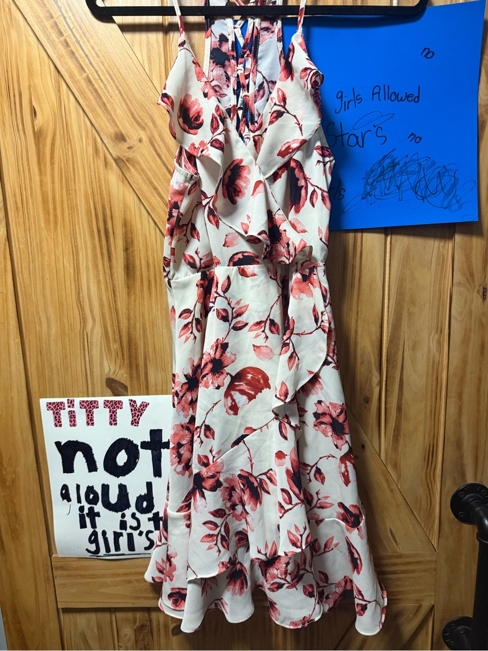 Romeo & Juliet Couture Cream Midi Dress with Red Floral Print